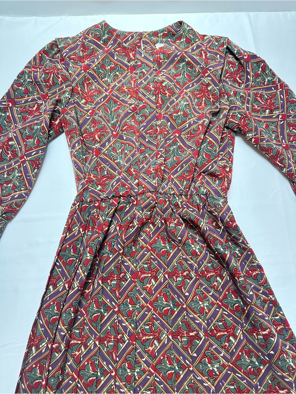 Vintage 90s Sweetbriar Baroque Print Midi Dress | Cottagecore Prairie